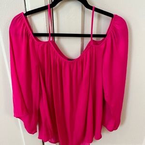 Hot pink off shoulder super soft long sleeve shirt.